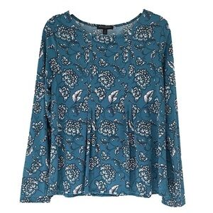 Banana Republic Teal Floral Long Sleeve Top, M